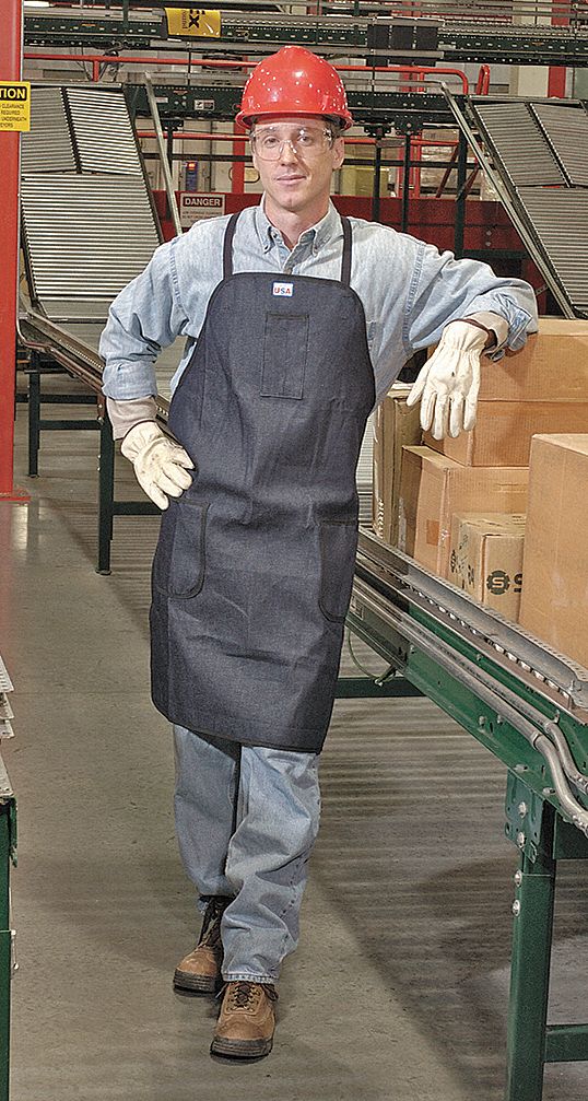 Bib Apron, Blue, 30 In. L, 24 In. W, Denim