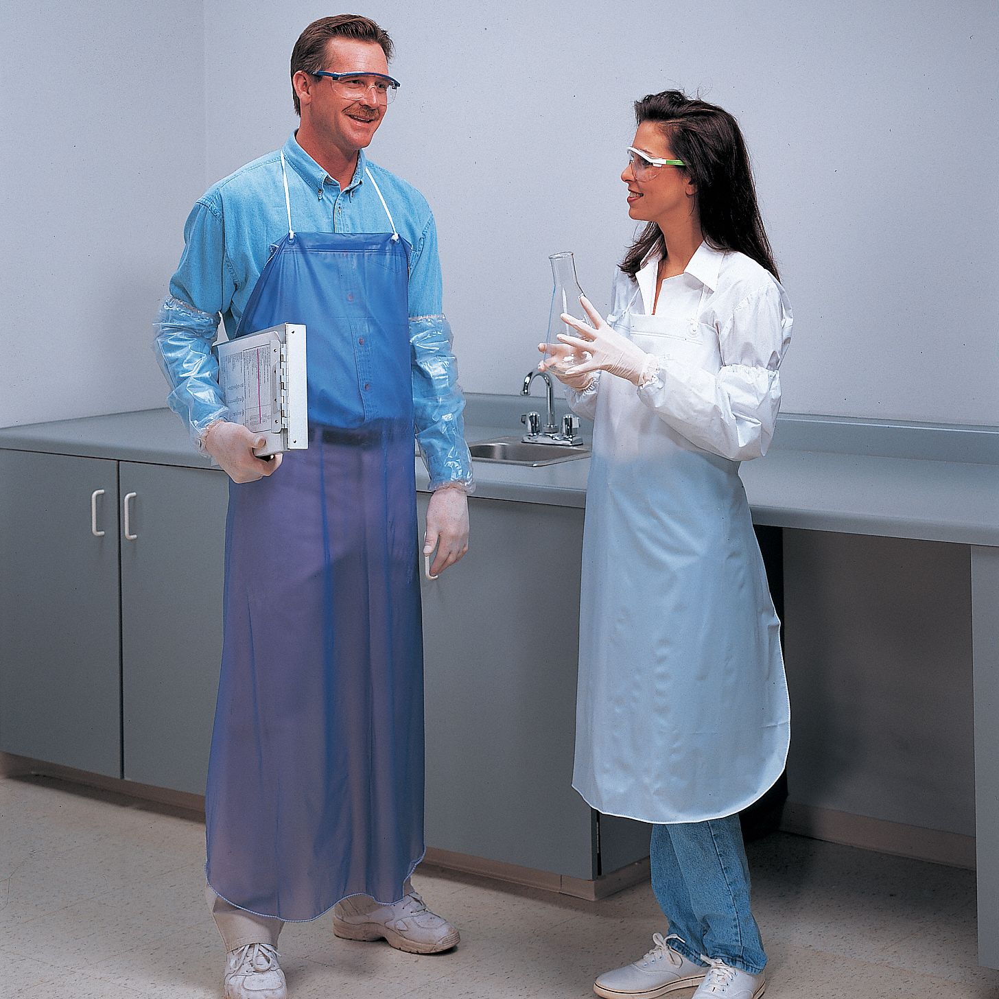 Bib Apron, Blue, 49 In. L, Universal