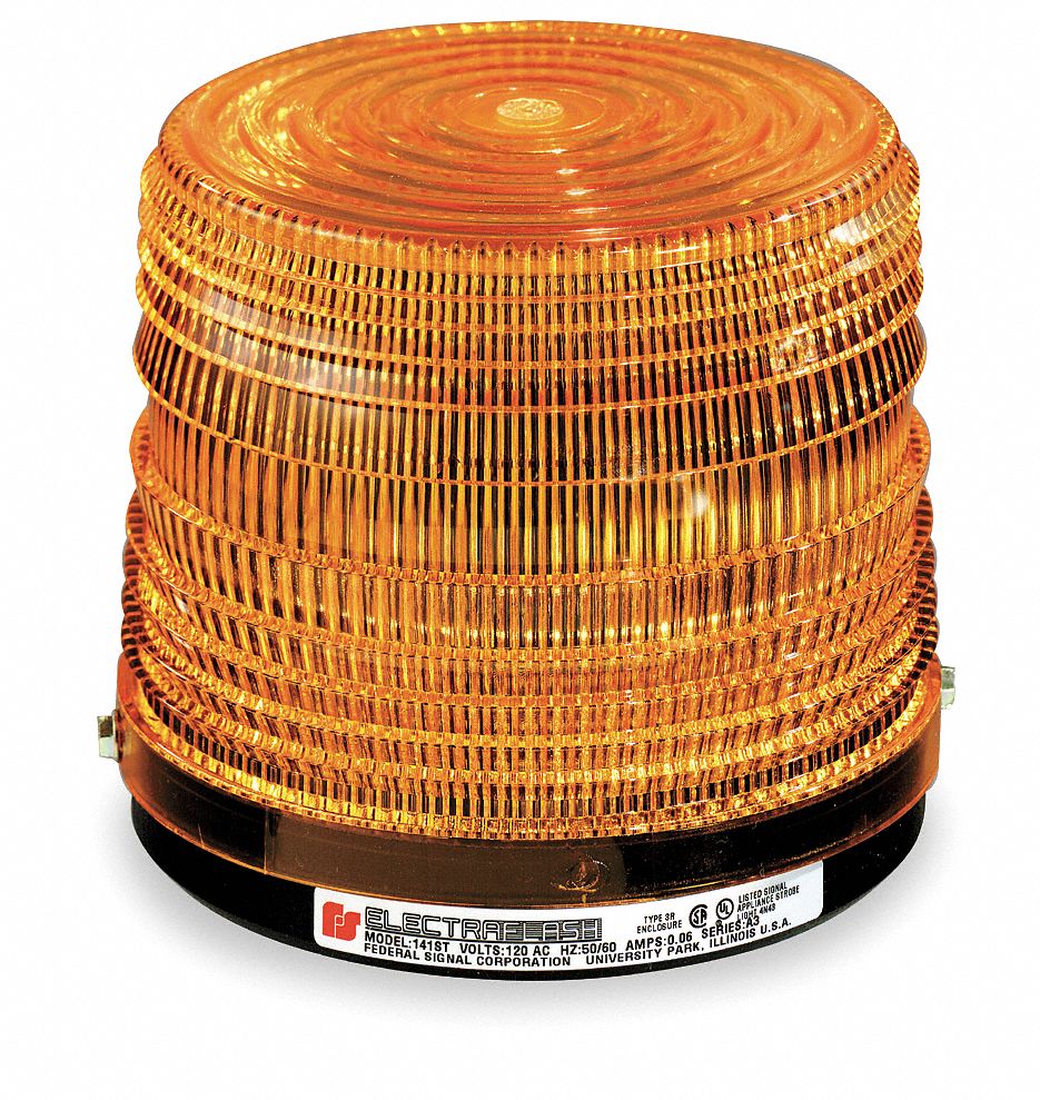 Warning Light, Strobe Tube, Amber, 120VAC