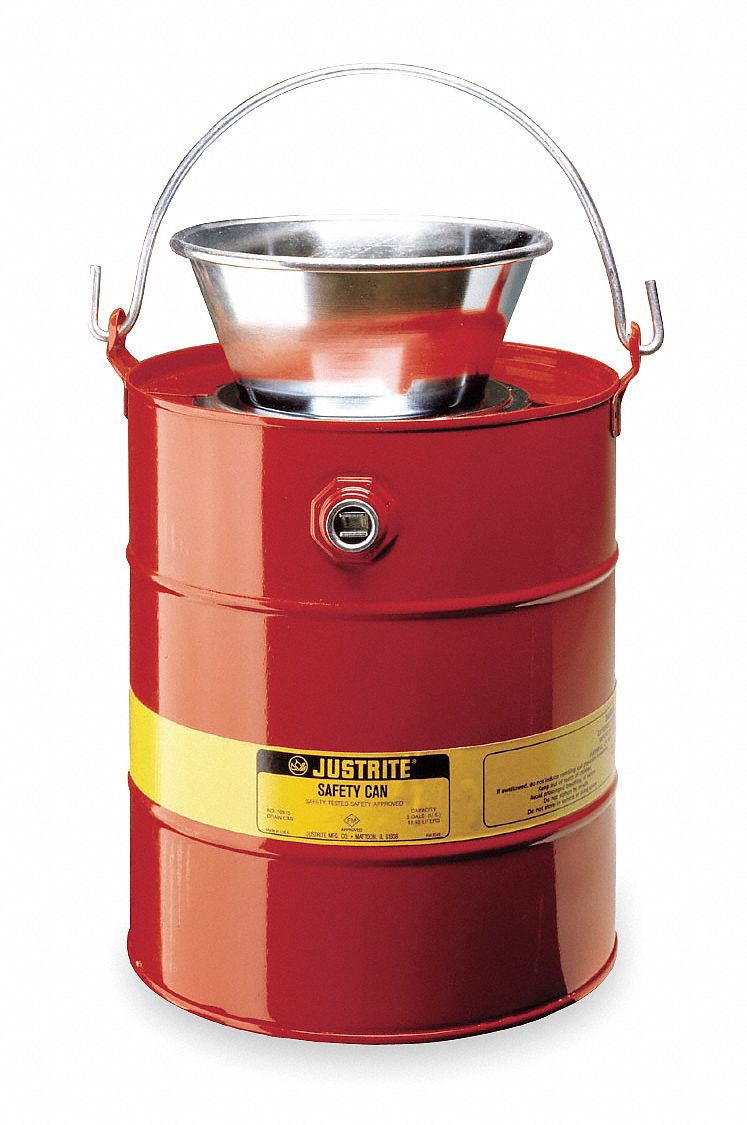 Drain Can, 5 Gal., Red, Galvanized Steel