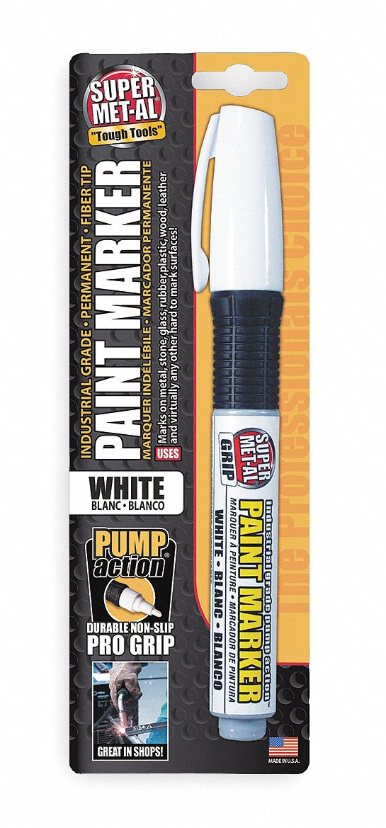 Pump Action Paint Marker, Fiber Tip, White