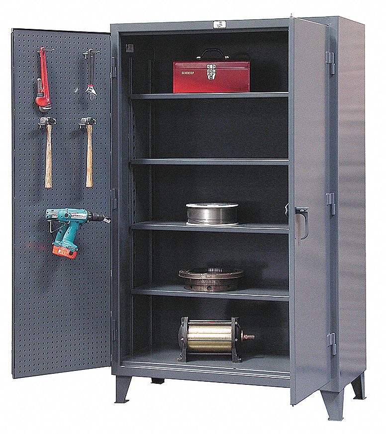 Pegboard Storage Cabinet, Dark Gray