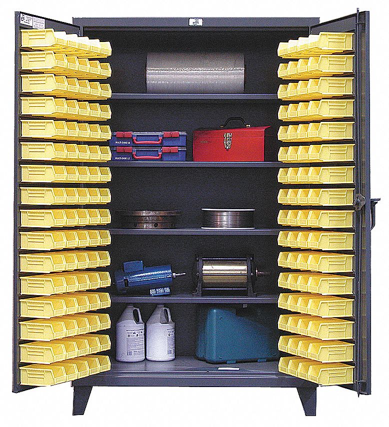 Bin Cabinet, H 78, W 48, 4 Shelves, 144 Bins