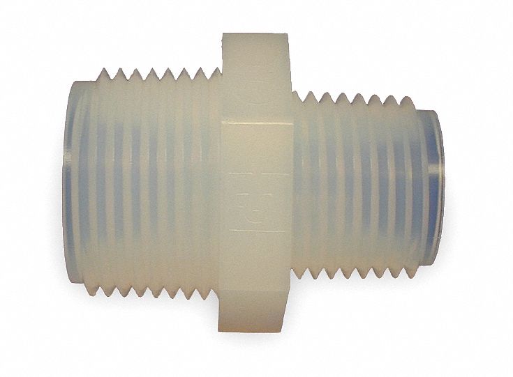 Nipple Reducer, 1/2 x 3/8 In, NPT, PFA