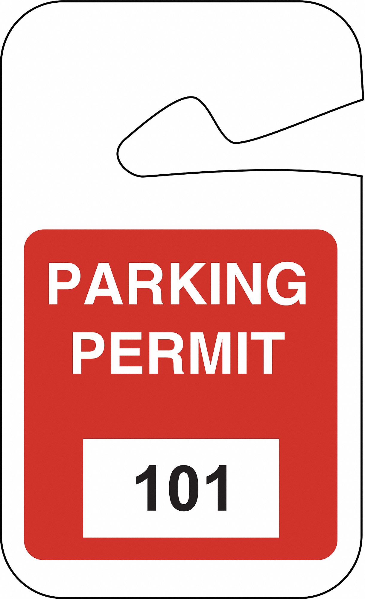 Parking Permits, Rearview, Wht/Red, PK 100