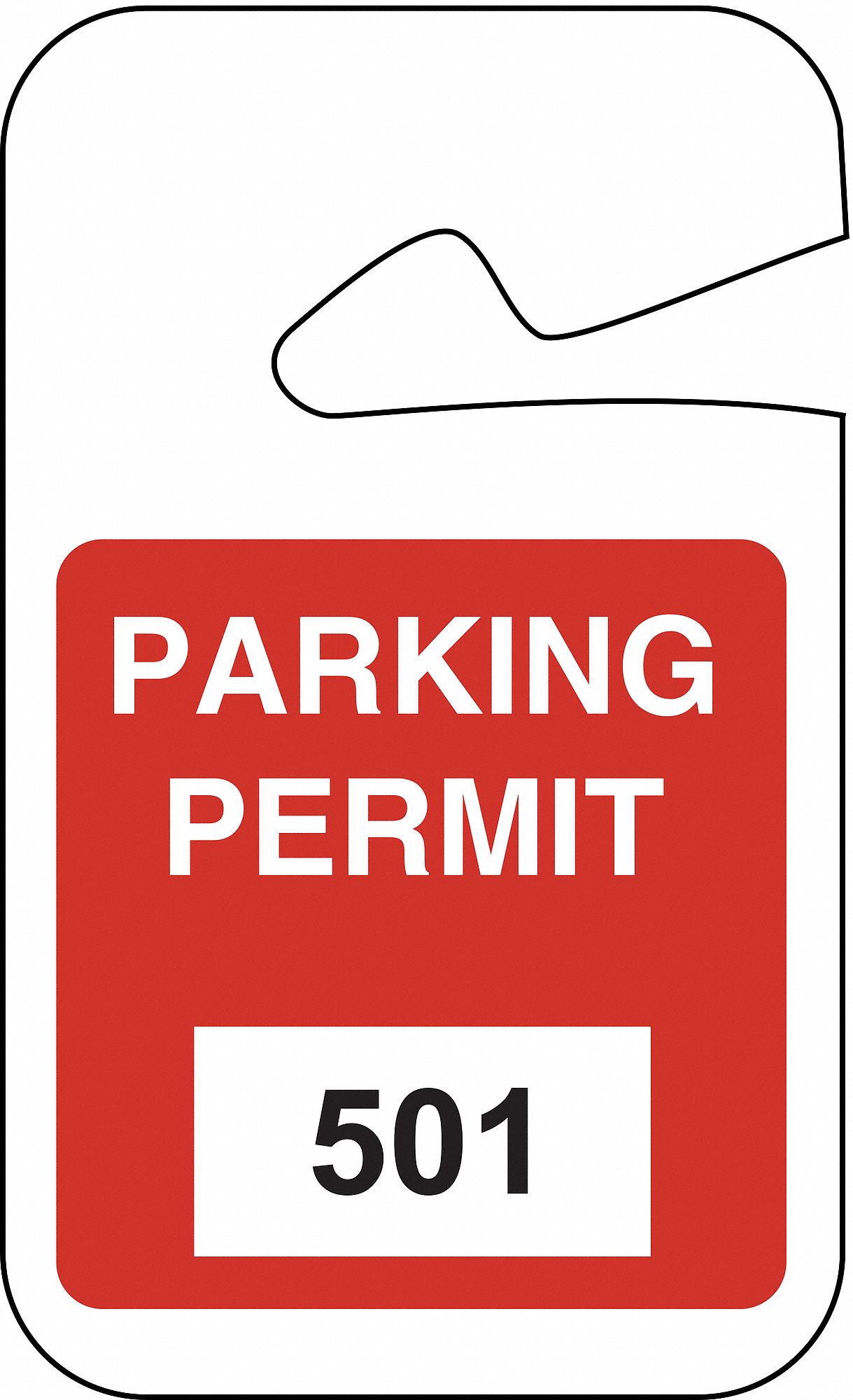 Parking Permits, Rearview, Wht/Red, PK 100