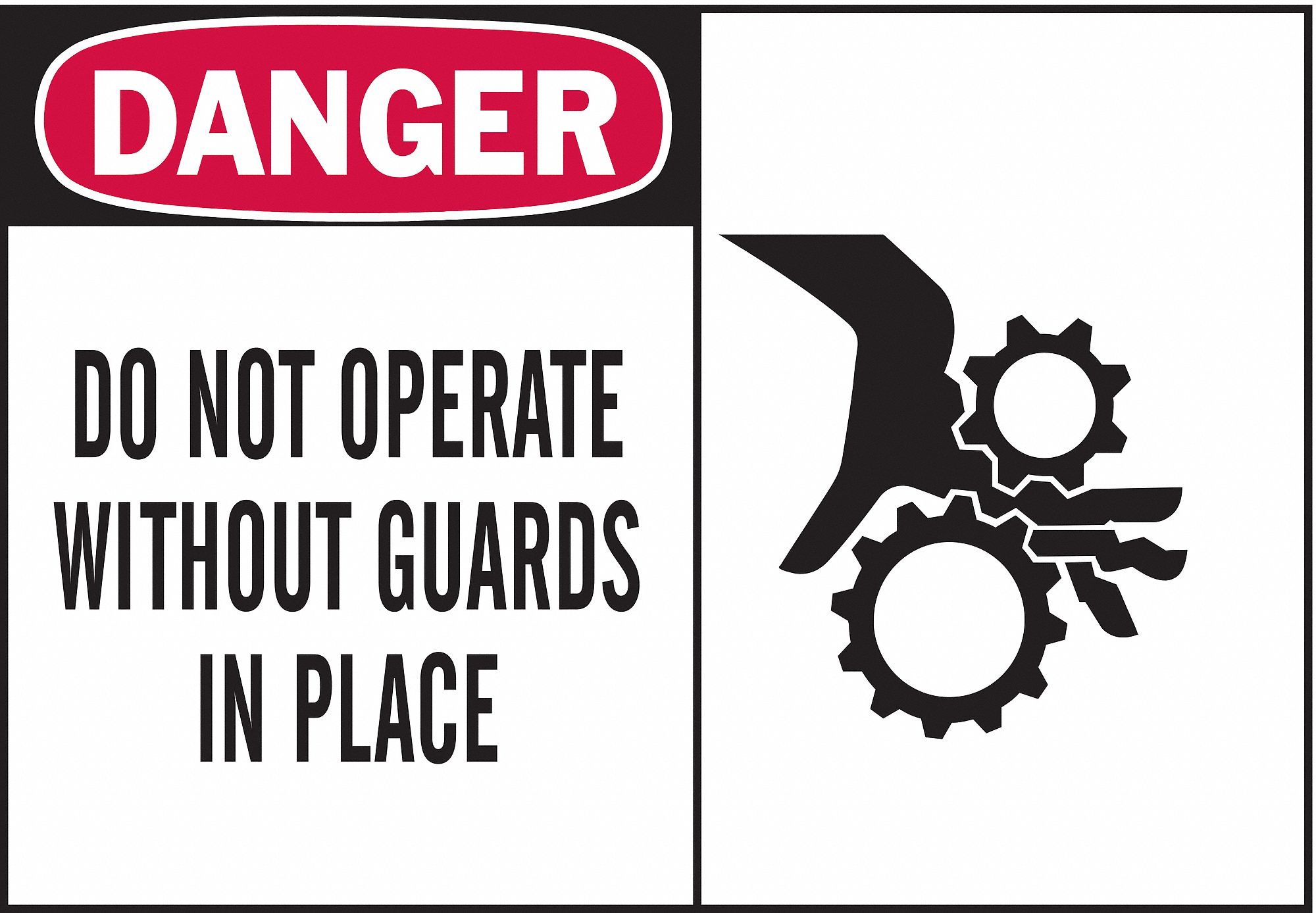 Danger Sign, 3-1/2 x 5In, R and BK/WHT, ENG