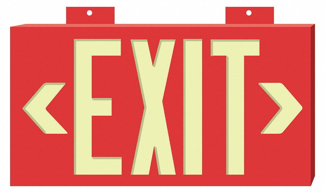 Exit Sign, 8 x 15In, YEL/R, Exit, ENG, SURF