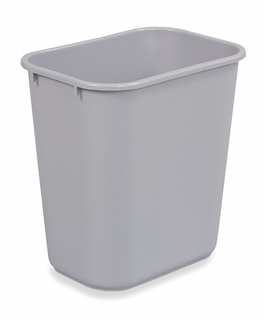 Wastebasket, Medium, Gray, 7 gal.