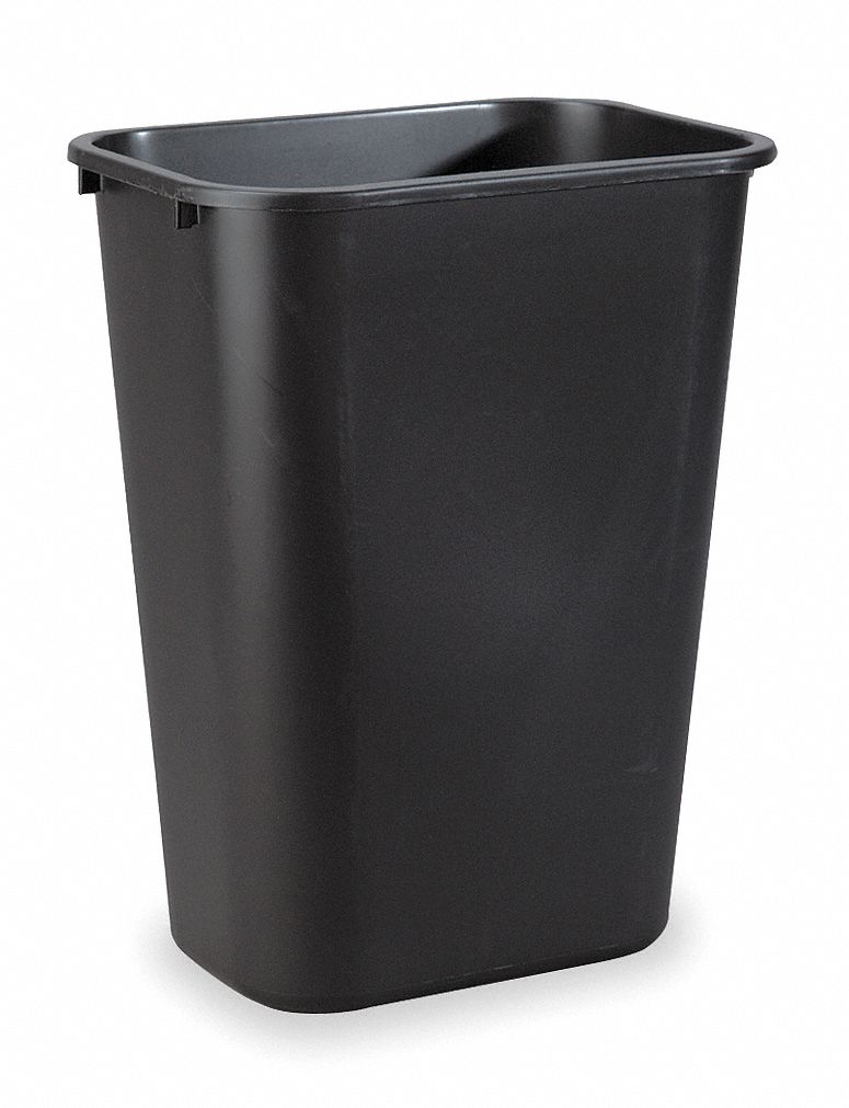 Wastebasket, Large, Black, 10.3 gal.