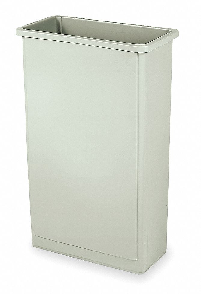 Waste Container, Slim, Gray, 23 gal.