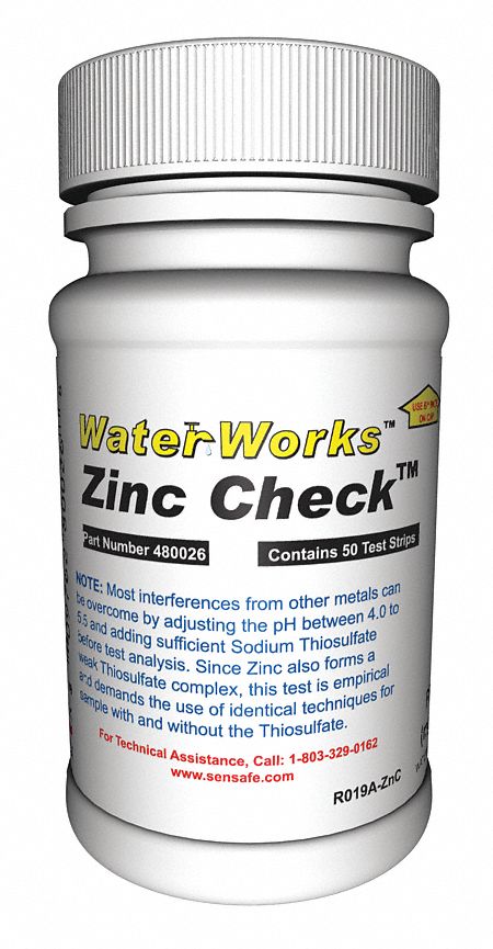 Test Strips, Zinc, 0-100PPM, PK 50