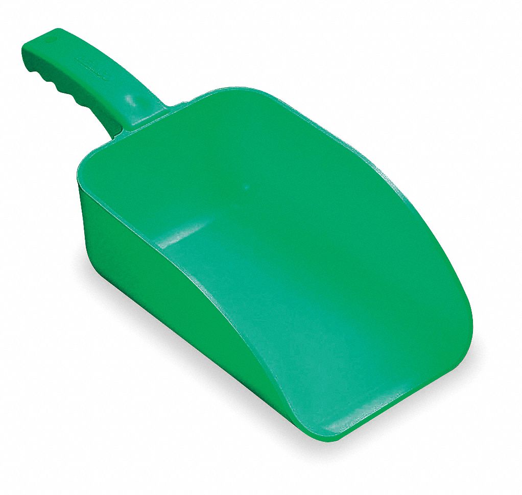 Plastic Hand Scoop, Green, 15 x 6 1/2 In