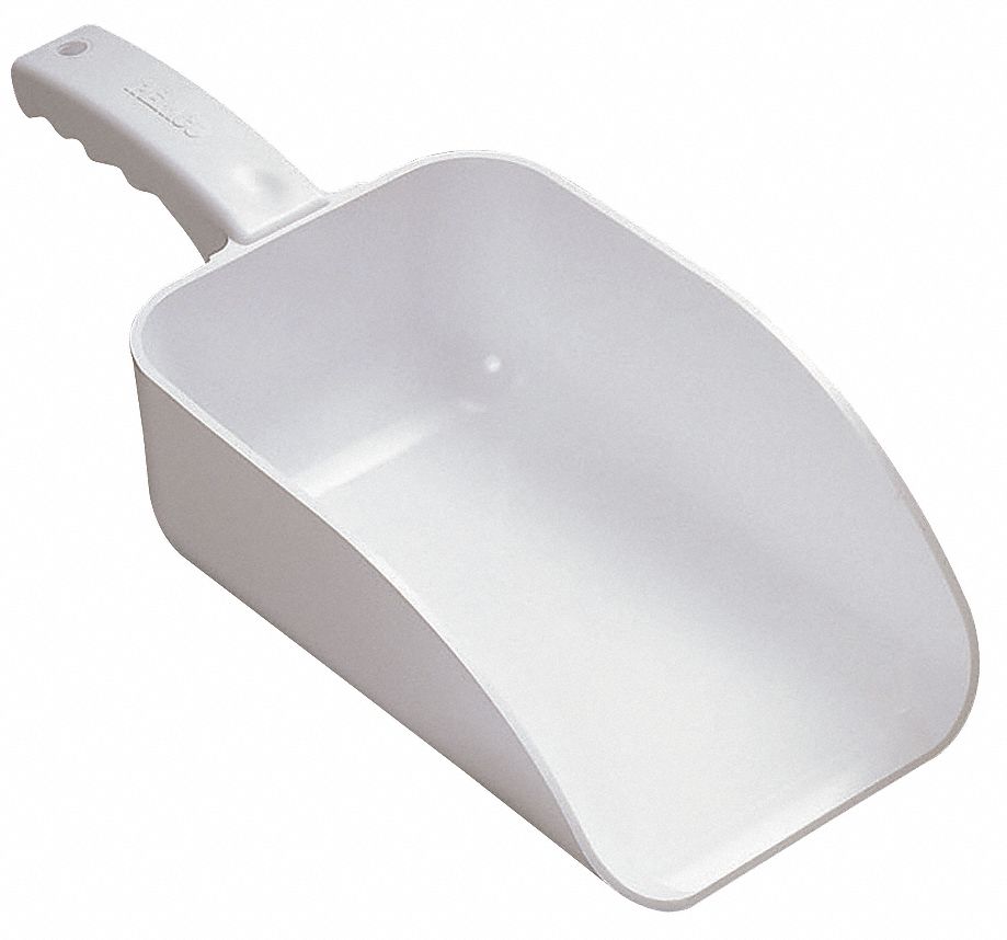 Plastic Hand Scoop, White, 15 x 6 1/2 In