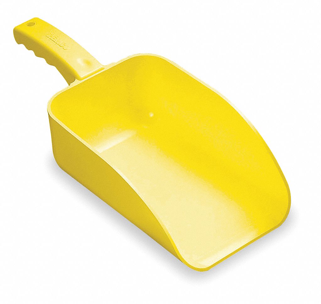 Plastic Hand Scoop, Yellow, 15 x 6 1/2 In