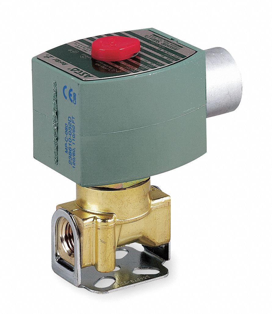 Solenoid Valve, 2 Way, NO, Brass, 1/2 In