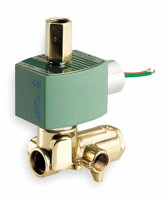 Solenoid Valve, 4 Way, Brass, 1/4 In