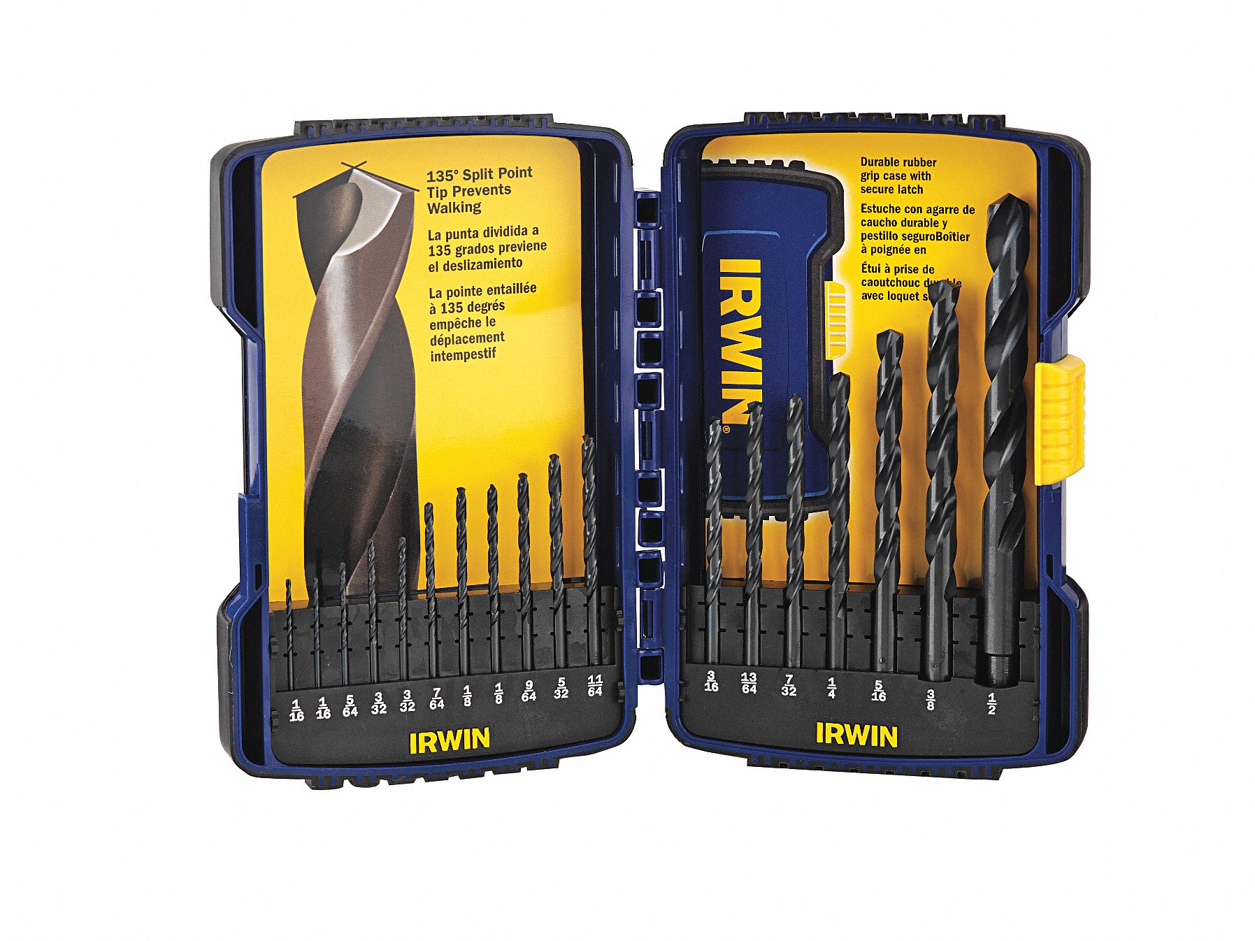Drill Bit Set, Black Oxide, 1/16-1/2, 18 Pc