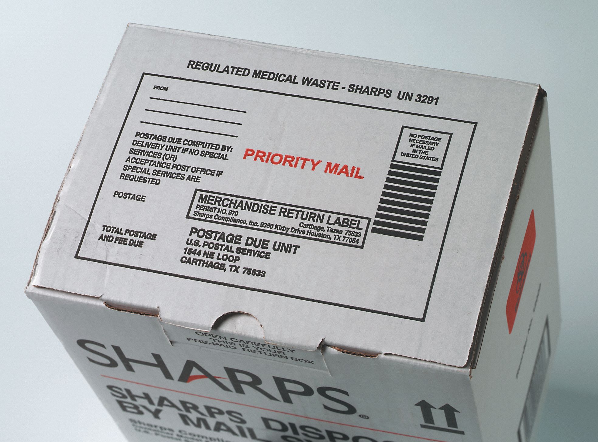 Sharps Disposal By Mail, 1 Gal., Red, PK 3