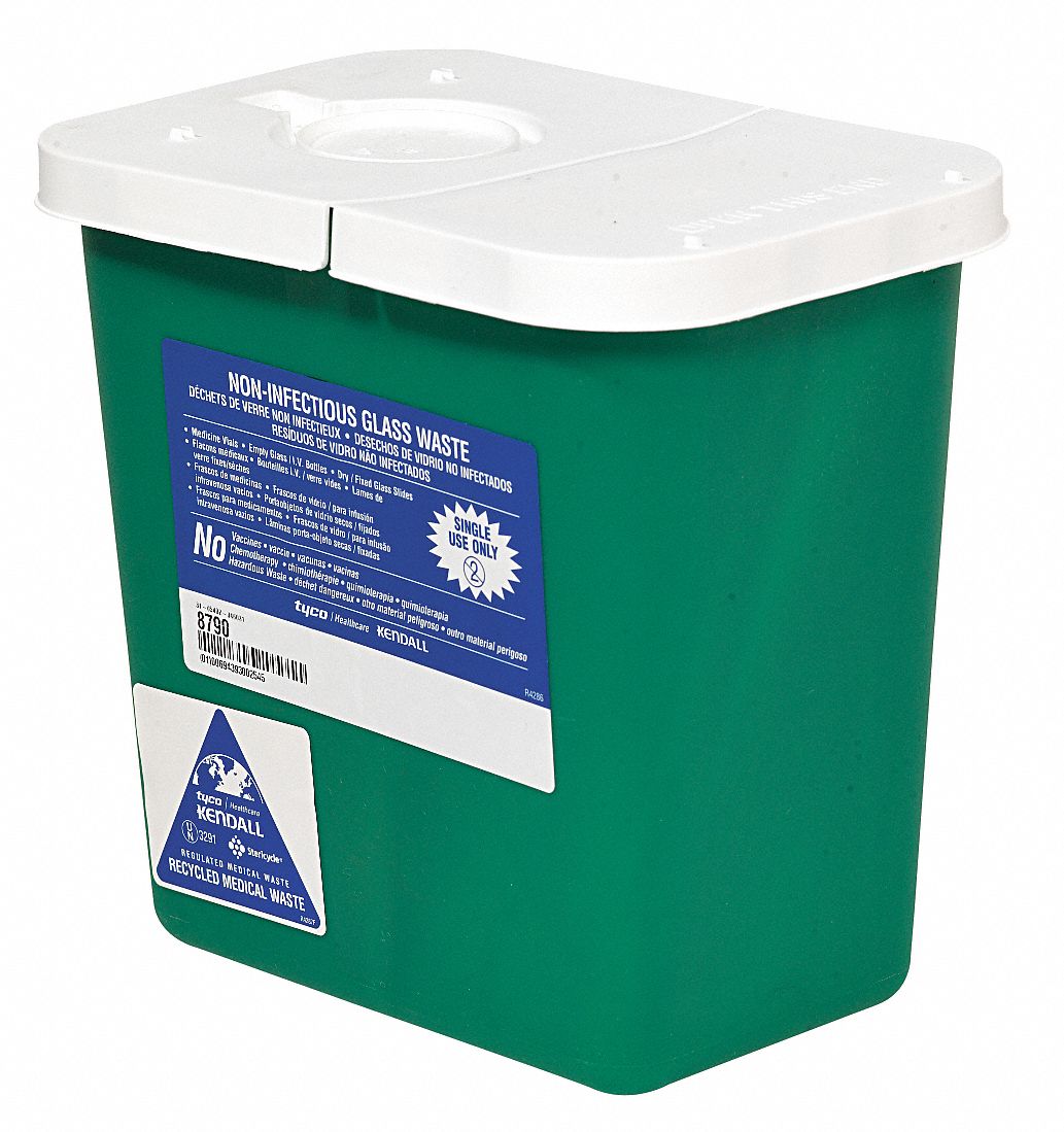 Sharps Container, 8 Gal., Hinged Lid, PK 2