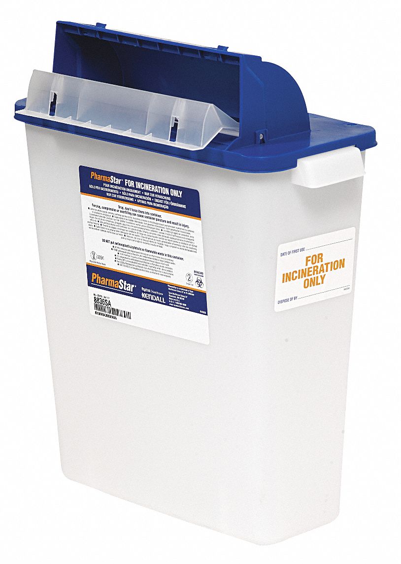 Sharps Container, 2 Gal., Hinged Lid, PK 5