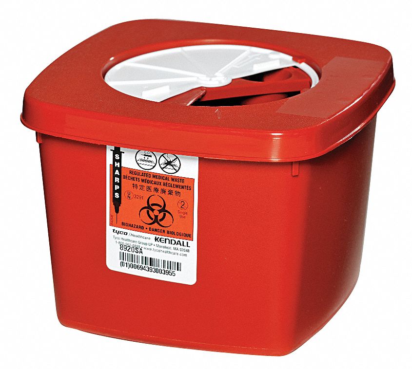 Sharps Container, 1/2 Gal., Rotor Lid, PK 5