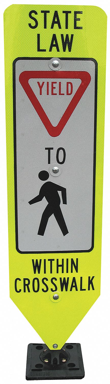 Traffic Sign, 36 x 12In, R, BW/FLUOR YEL