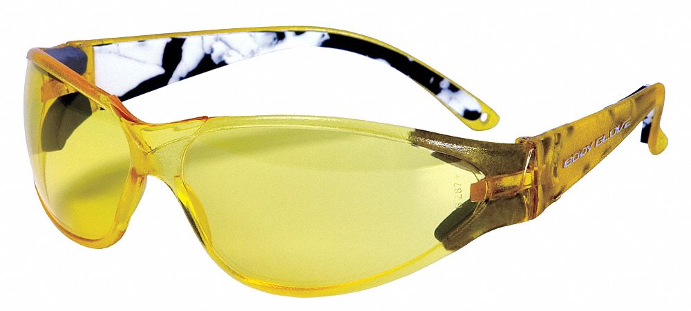Safety Glasses, Yellow, Scratch-Resistant