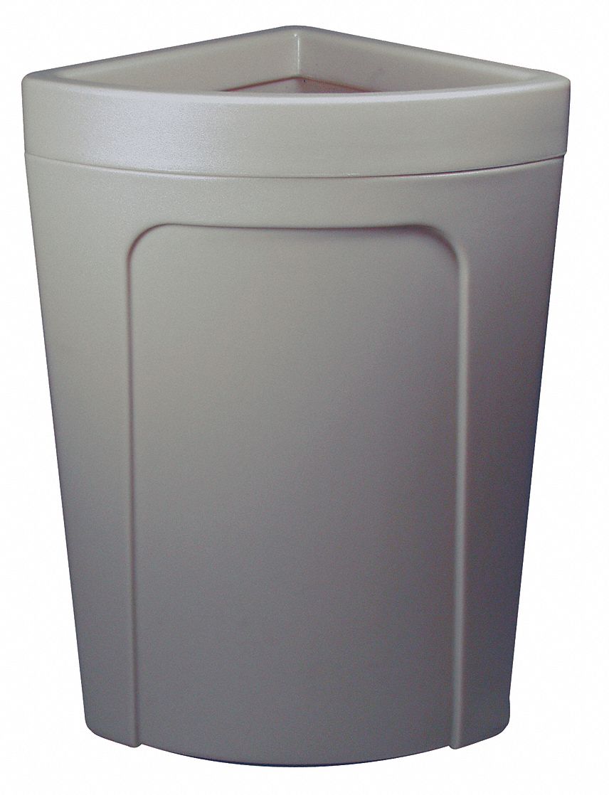 Corner Round Trash Receptacle, 21 G, Gray