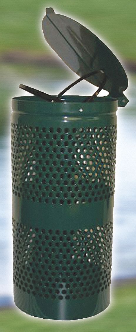 Pet Waste Receptacle, Steel, Green, 10 G