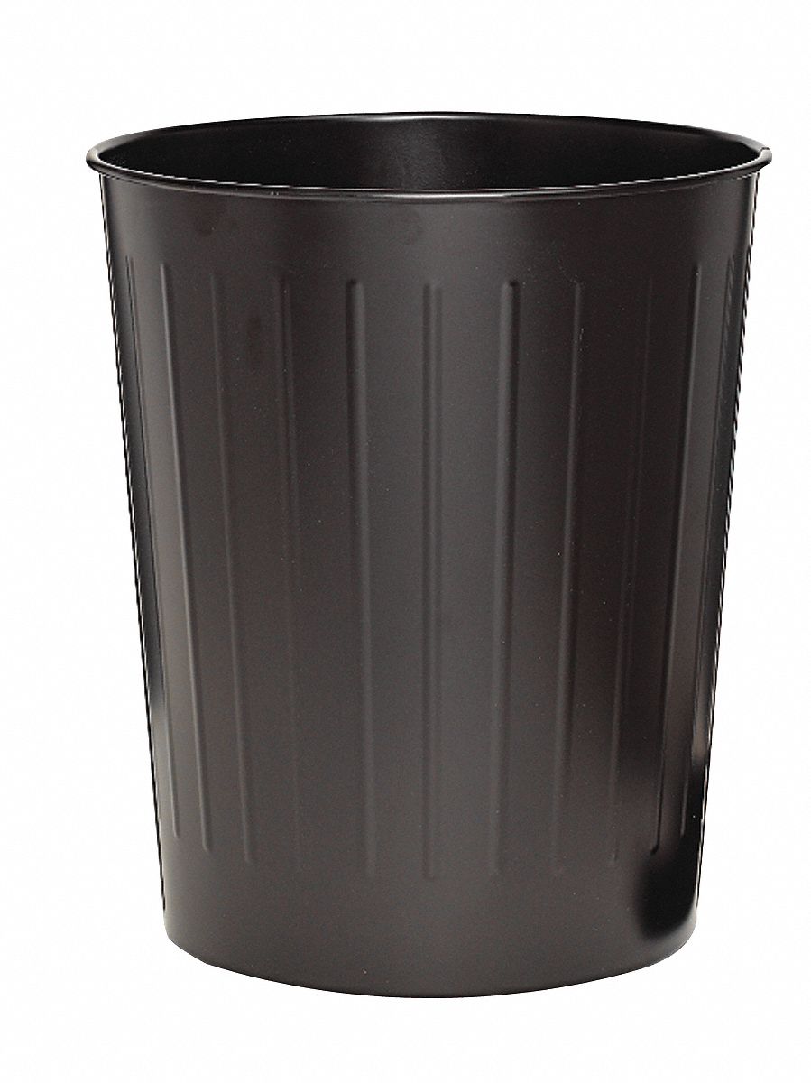 Round Wastebasket, Black, 14H