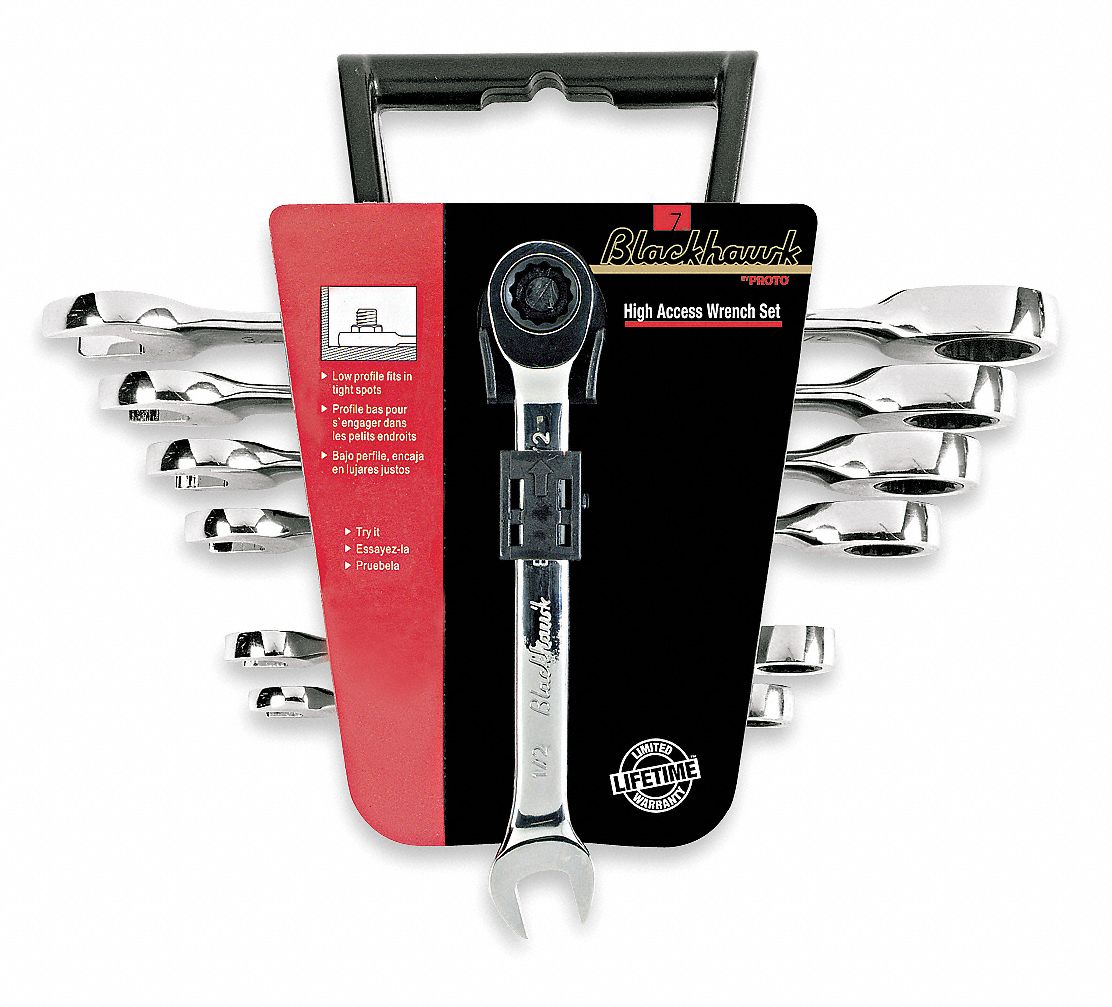 Ratcheting Wrench Set, SAE, 7 PC