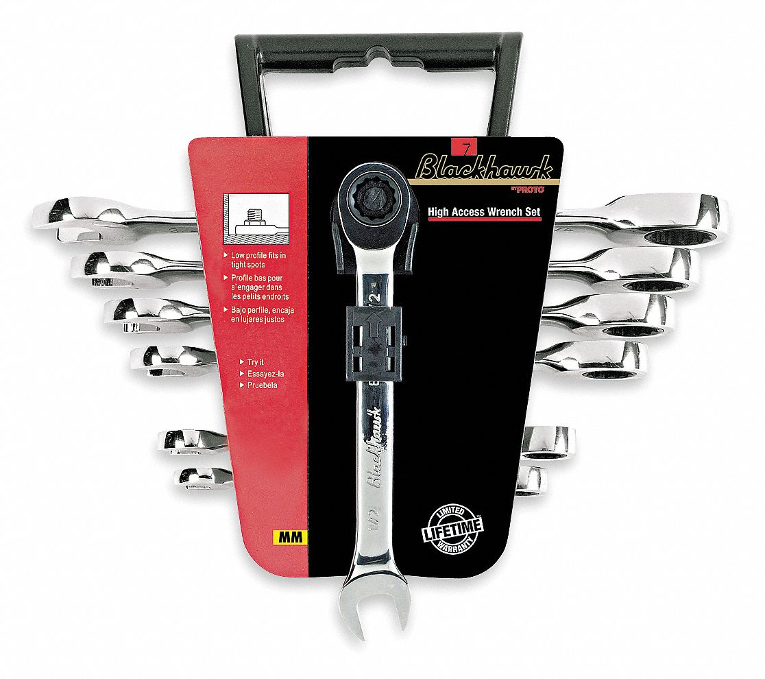 Ratcheting Wrench Set, Metric, 7 PC
