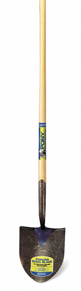 Round Point Shovel, 47 In. Handle, 14 ga.