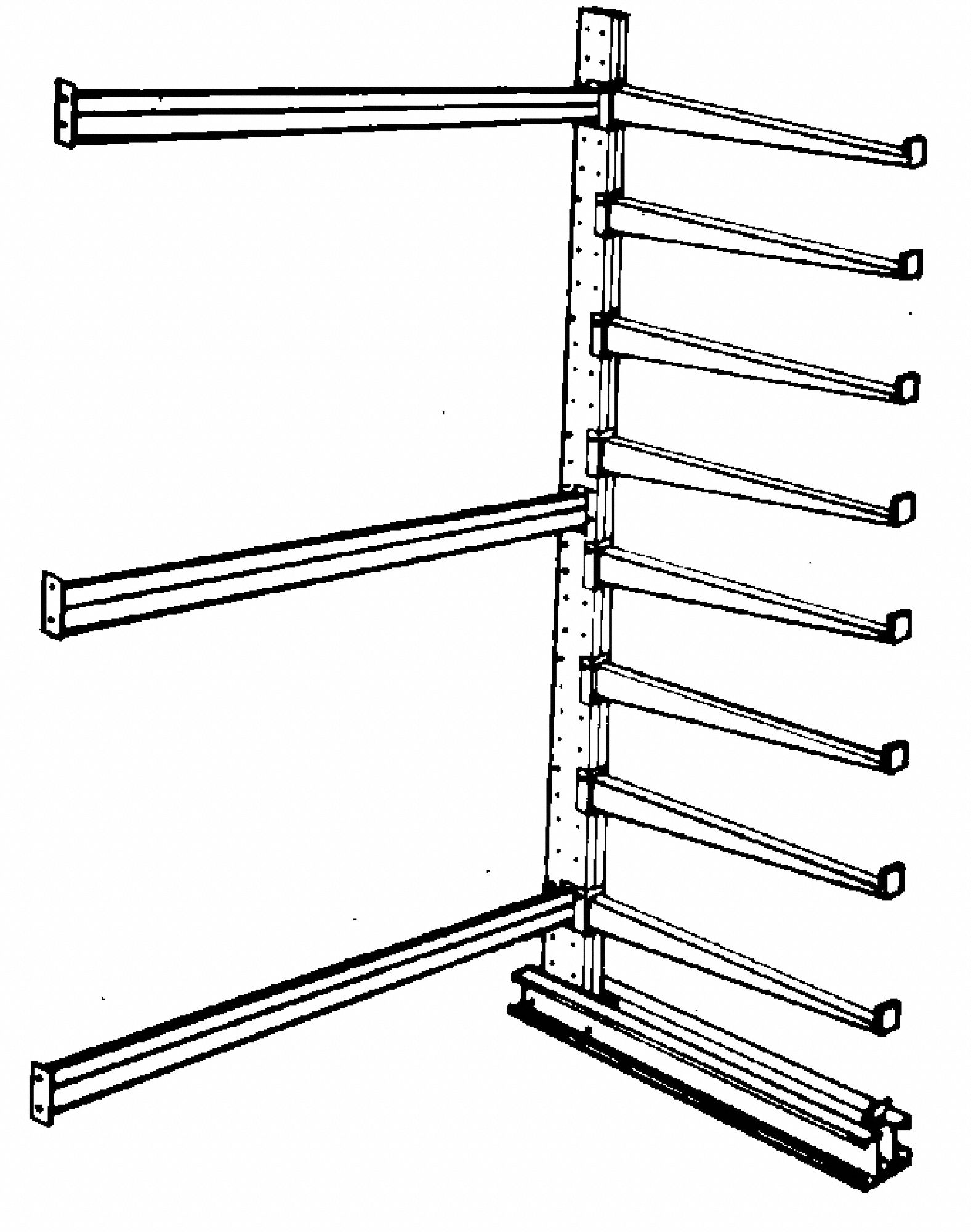 Add-On Cantilever Rack, 2 Sides, 8 ft. H