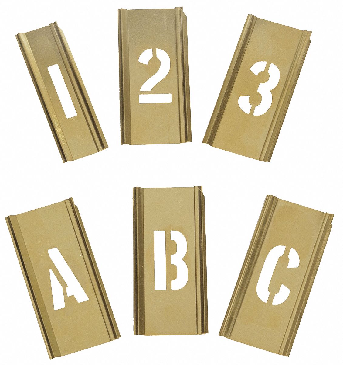 Interlocking Stencil, Numb & Letters, Brass