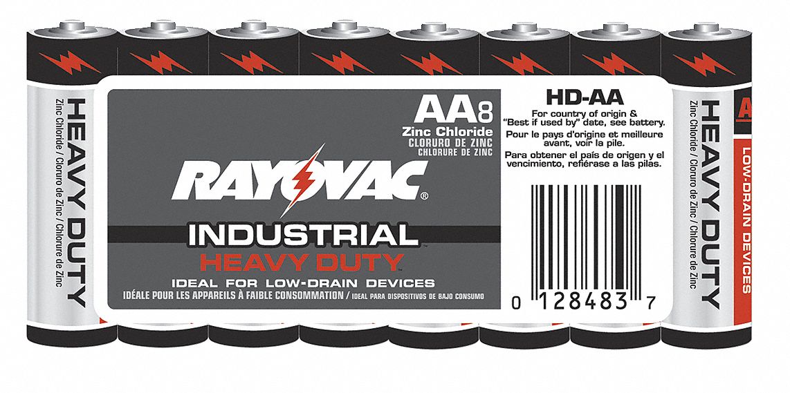 Battery, AA, Carbon Zinc, PK 8