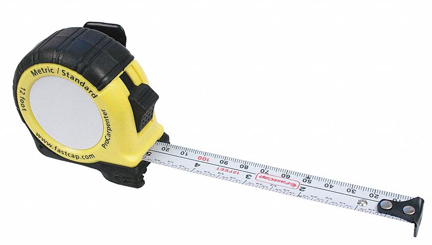 Measuring Tape, 12 Ft, Black/Yellow
