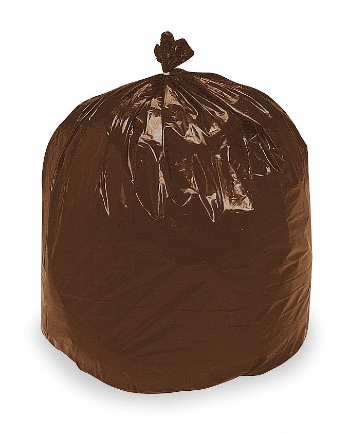 Recycled Can Liner, 33 gal., Brn/Blk, PK100