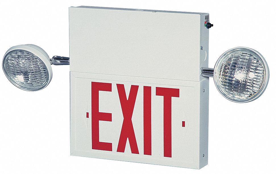 Exit Sign w/Emergency Lights, 8W, Red