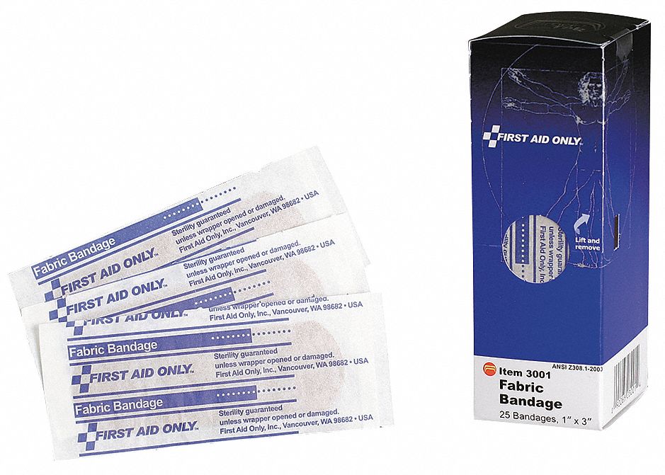 Fabric Bandage, 1 x 3 In, Pk 25