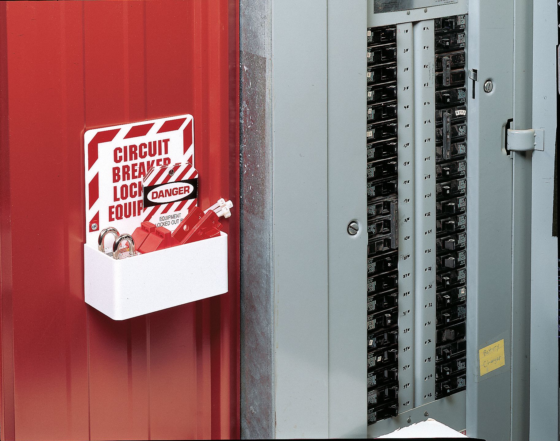 Lockout Board, Unfilled, Red/White