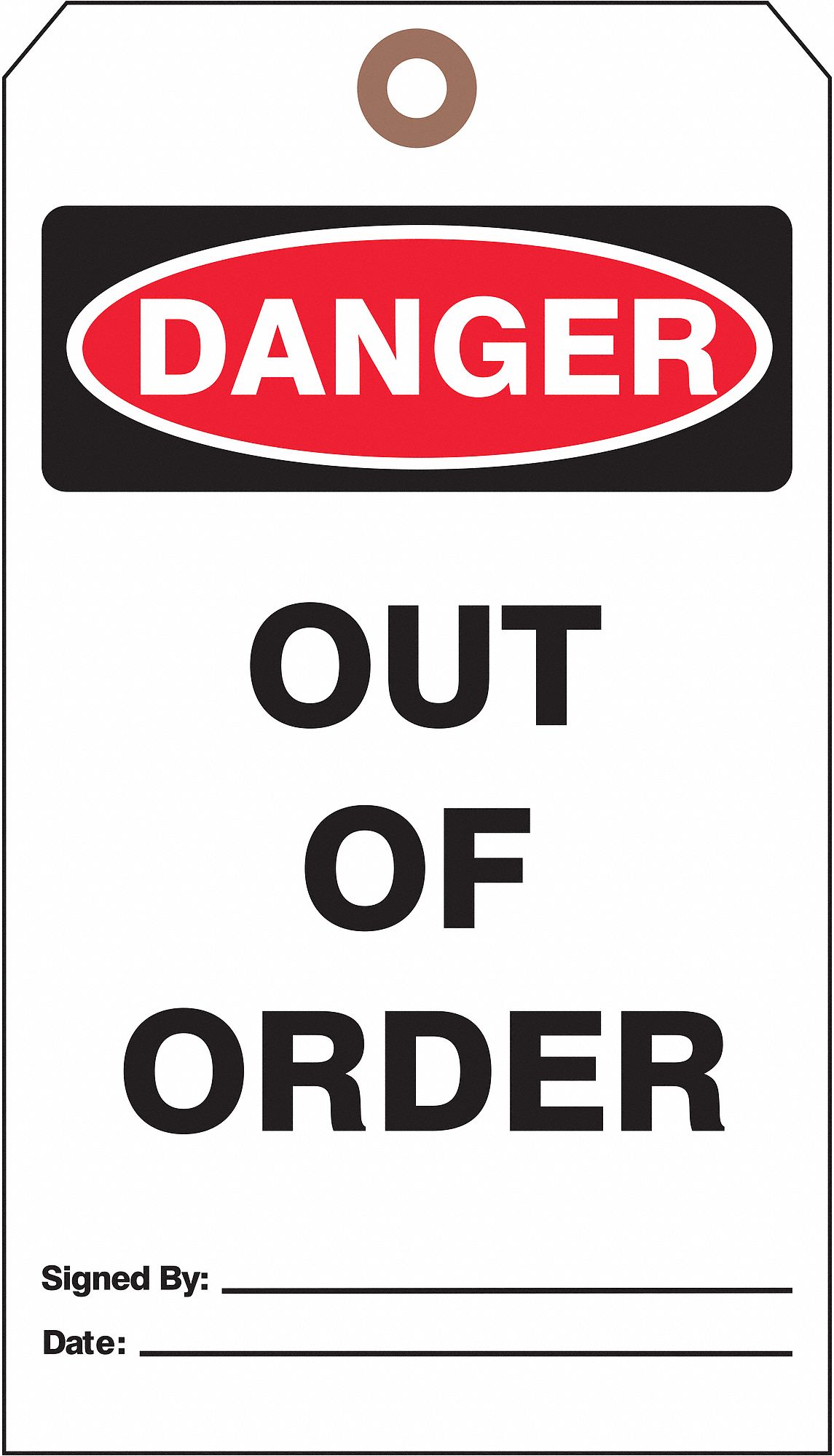 Danger Tag, 7 x 4 In, Bk and R/Wht, PK25