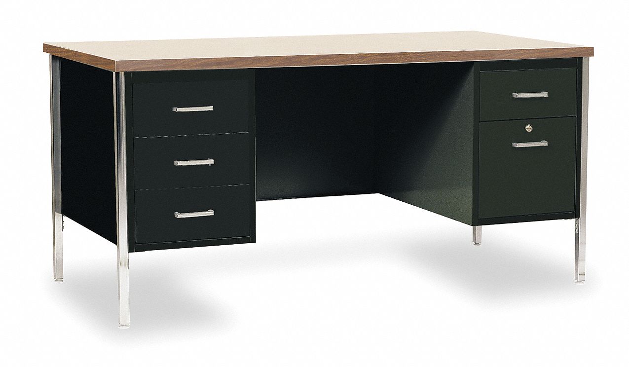 Desk, Double Pedestal, Walnut, 60In H