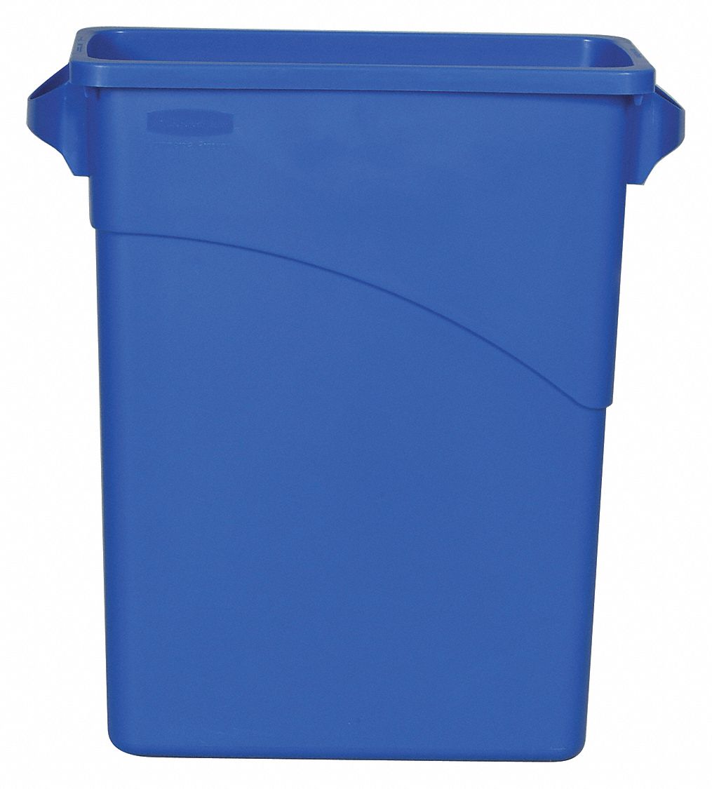 Wastebasket with Handles, Blue, 16 gal