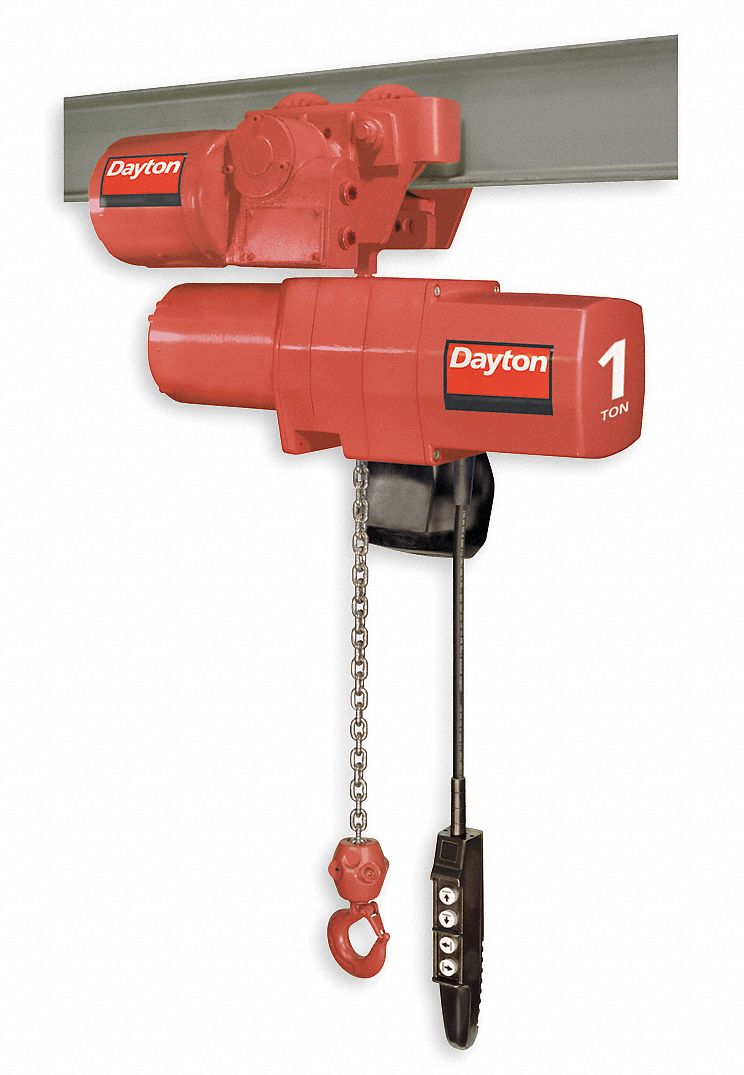 ElecChainHoist, 1T, 20ft Lft, 16fpm, 230/460