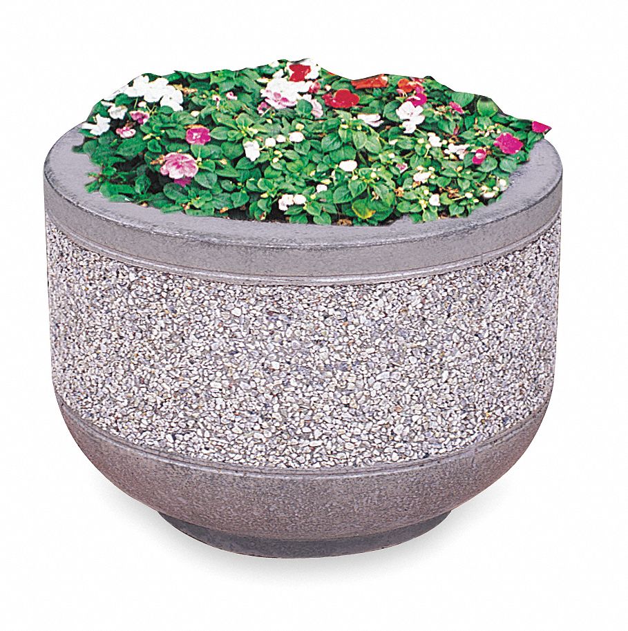 Concrete Security Planter, Round, Sand