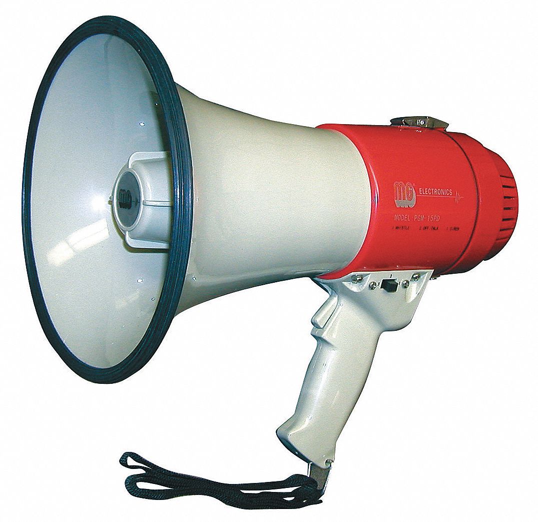Megaphone, Dia 7 3/4 In, Range 5/8 Mile