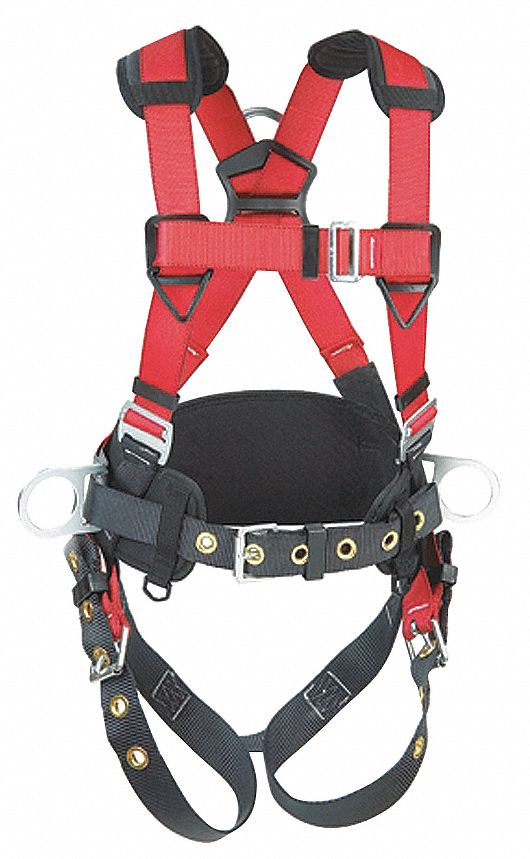 Full Body Harness, XL, 420 lb., Red/Gray