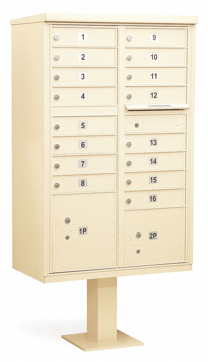 Cluster Box Unit, 16 Doors, Sandstone